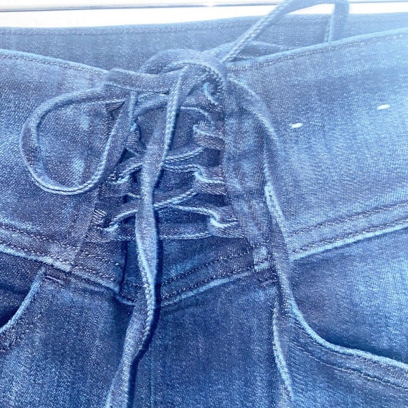 Express Dark Wash Tight Front High Waisted Skinny Jean Stretch Legging - Picture 4 of 12